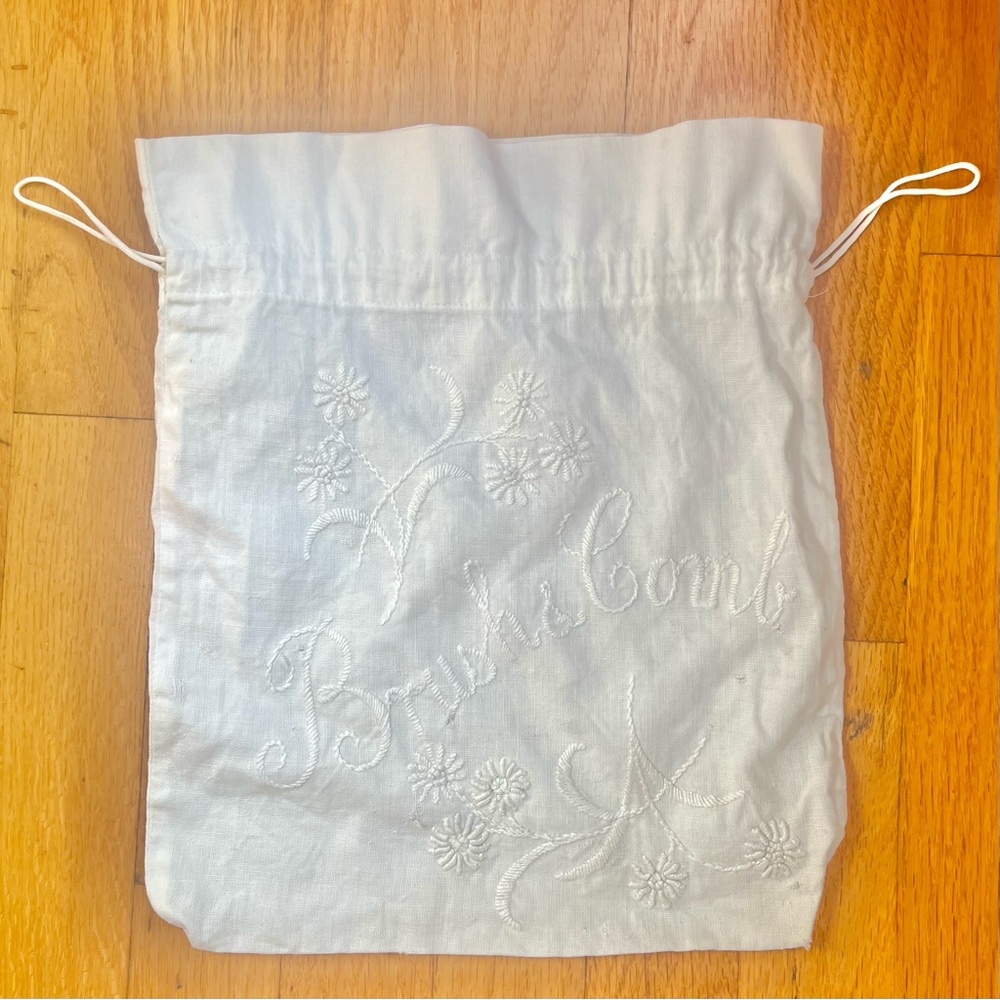 Vintage Antique Embroidered Brush & Comb Bag Handmade Dustbag Cottagecore Cotton